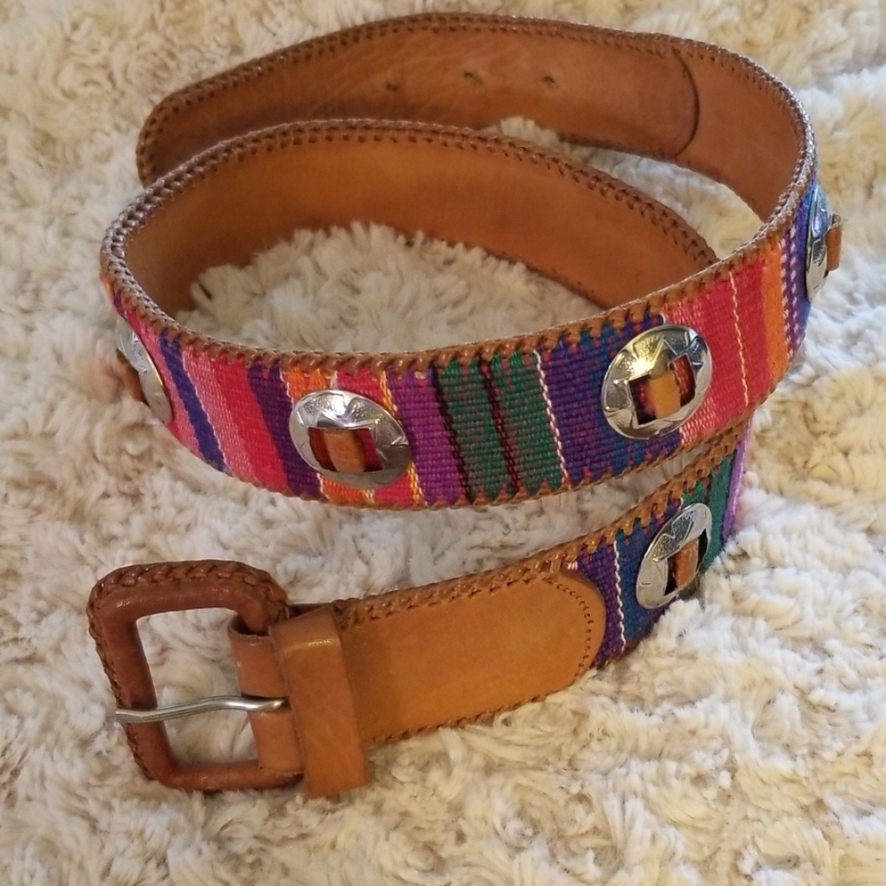 Brown leather rainbow belt - Picture 5 of 7